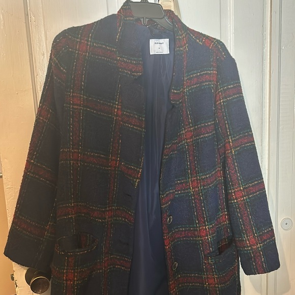 Old Navy Used Long Coat Plaid - Picture 5 of 7